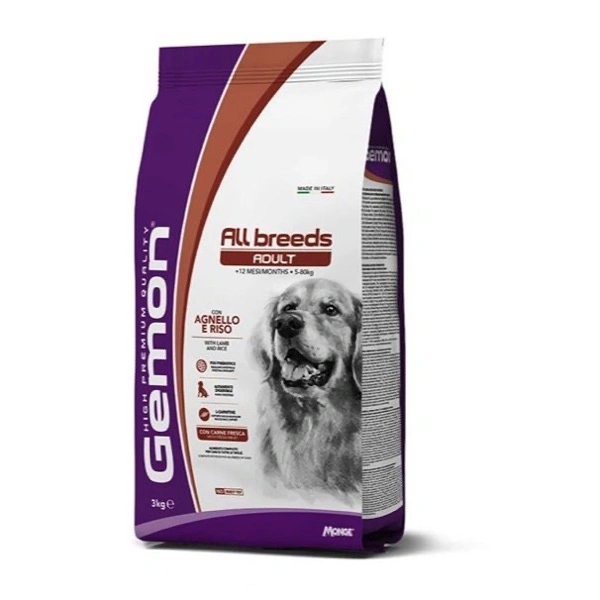 Gemon all breeds adult con agnello e riso kg.3