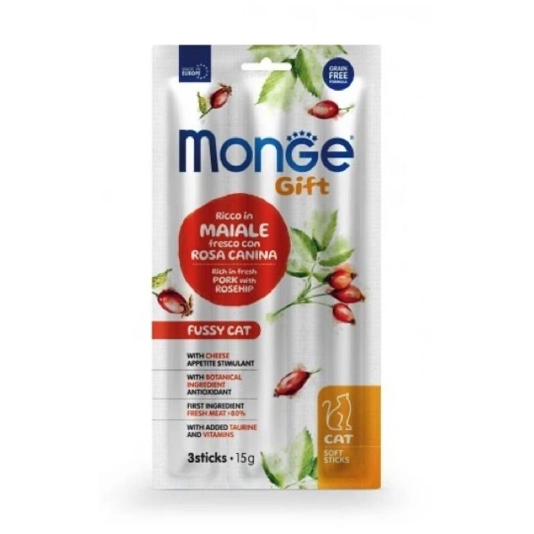 Gift cat appetito difficile maiale fresco con rosa canina e formaggio soft sticks