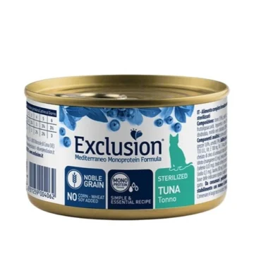 Exclusion mediterraneo noble cat umido sterilized tonno gr 85