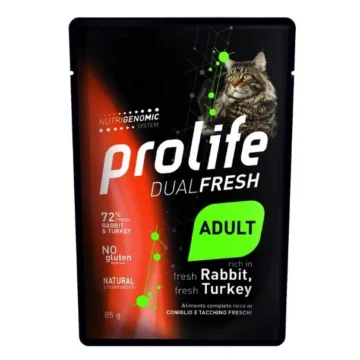 Prolife cat   dual buste conoglio/tacchino 12x gr 85