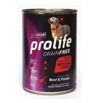 Prolife dog  grain free medium/large manzo gr 400